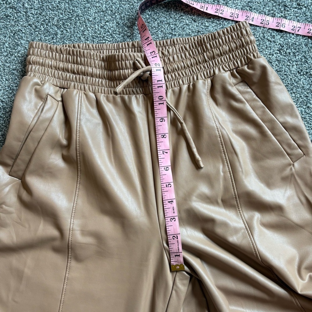 Open Edit Faux Leather Wide-Leg Pants — Camel Tan, Vegan Leather, Pull-On - Med - Picture 7 of 10